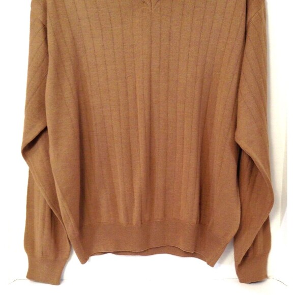 Preswick & Moore Merino Wool Sweater Mn 2XL Brown Pullover V-neck Preppy Italy - Picture 6 of 12